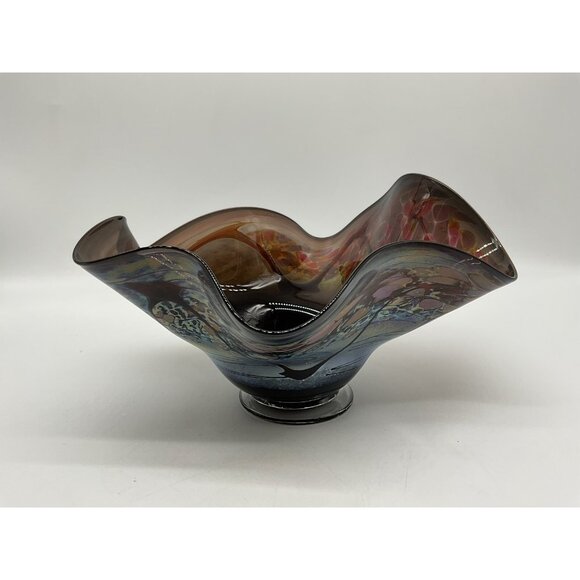 Buzz Williams Studio Art Glass Bowl Abstract Shape Alder House Signed 2004 Bowl - Picture 3 of 14